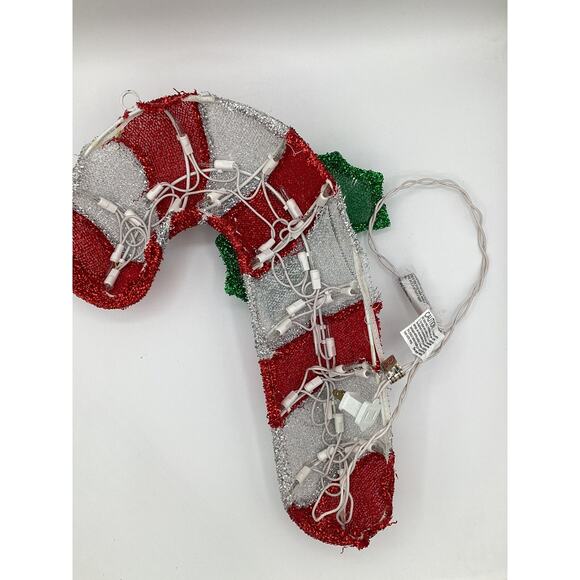 15" Christmas Holiday Tinsel Lighted Candy Cane Yard Door Window Display Decor - Picture 5 of 5